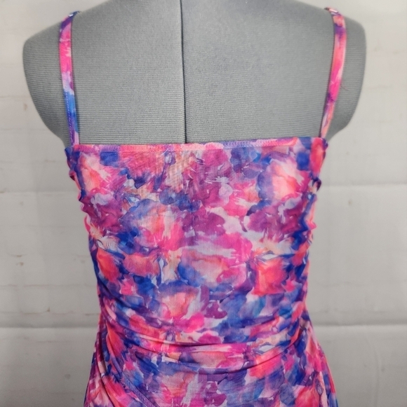 For Love & Lemons Natasha Floral Swim Cover Up Mesh Mini Dress in Multi Small - Picture 6 of 15